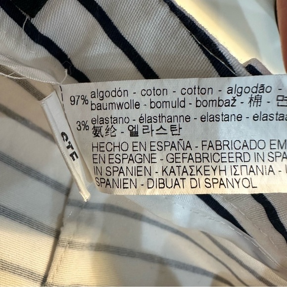 Zara Dressy Nautical Stripe Shorts White Navy Blue High Waist - Picture 5 of 5